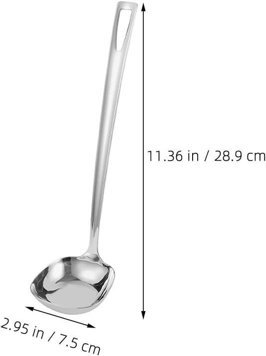 Kichvoe Stainless Steel Soup Ladle Square Head Kitchen Serving Spoon11.36in