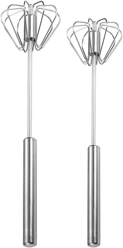 2PCS Semi Automatic Whisk Stainless Steel Semi-Automatic Egg Whisk for Home