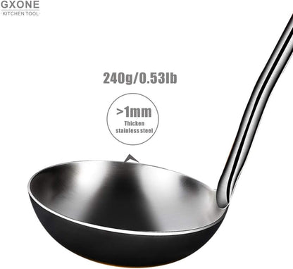 Soup Ladle,304 Stainless Steel Cooking Ladle with Wooden Handle,14.6Inch