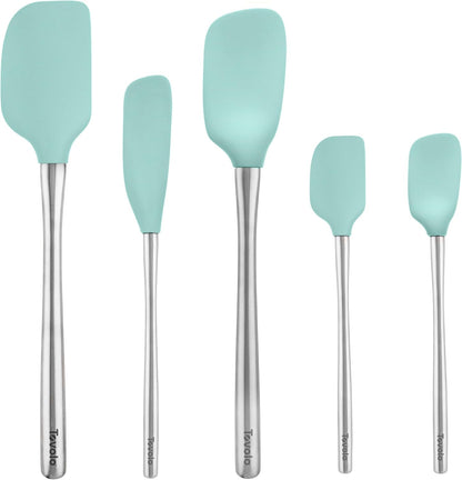 Tovolo Flex Core 5 Piece Silicone Spatula Set Heat Resistant All Silicone Utensils Include Non Stick Spatula Spoonula Jar Scraper, Dishwasher Safe BPA Free Spatulas for Baking Mixing, Cayenne Red