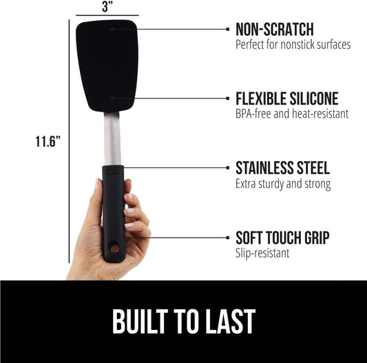 GORILLA GRIP Patented Nonstick Spatula for Frying Pan, 11.6 inch, Black