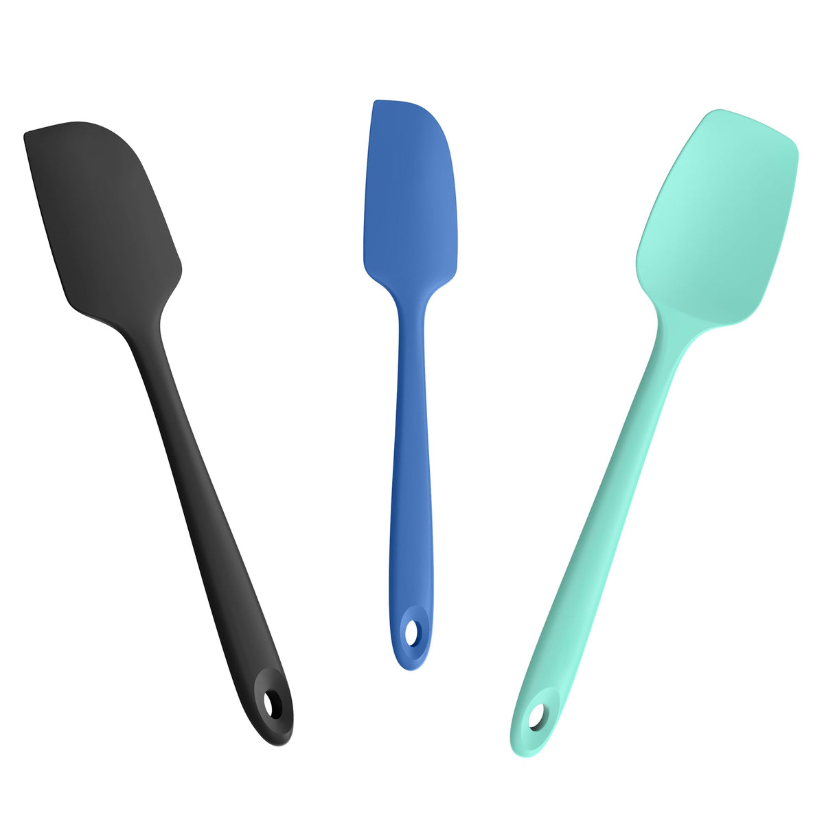 Doosu 600°F Heat Resistant Silicone Spatula Scrapers (Set of 3, Black)