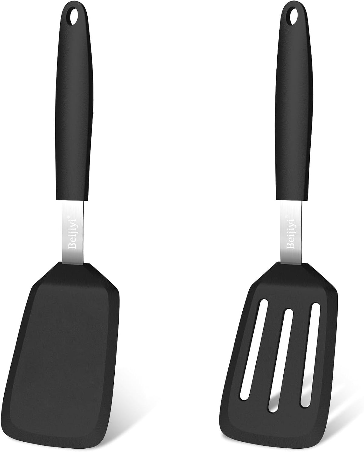 Beijiyi 2 Pack Silicone Spatula Set, Heat Resistant, for Nonstick Cookware
