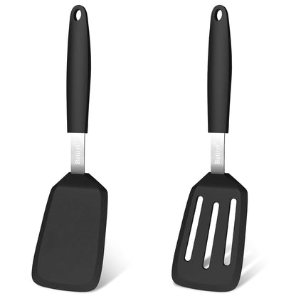 Beijiyi 2 Pack Silicone Spatula Set, Heat Resistant, for Nonstick Cookware