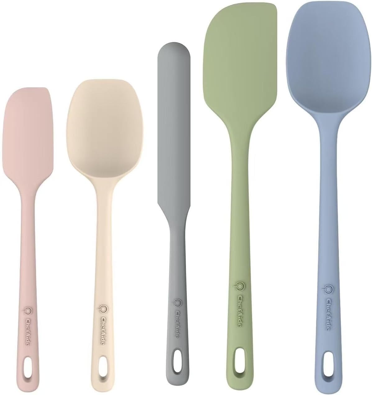 ChefAide 5 Pieces Silicone Spatulas Set, Heat Resistant Rubber Spatula