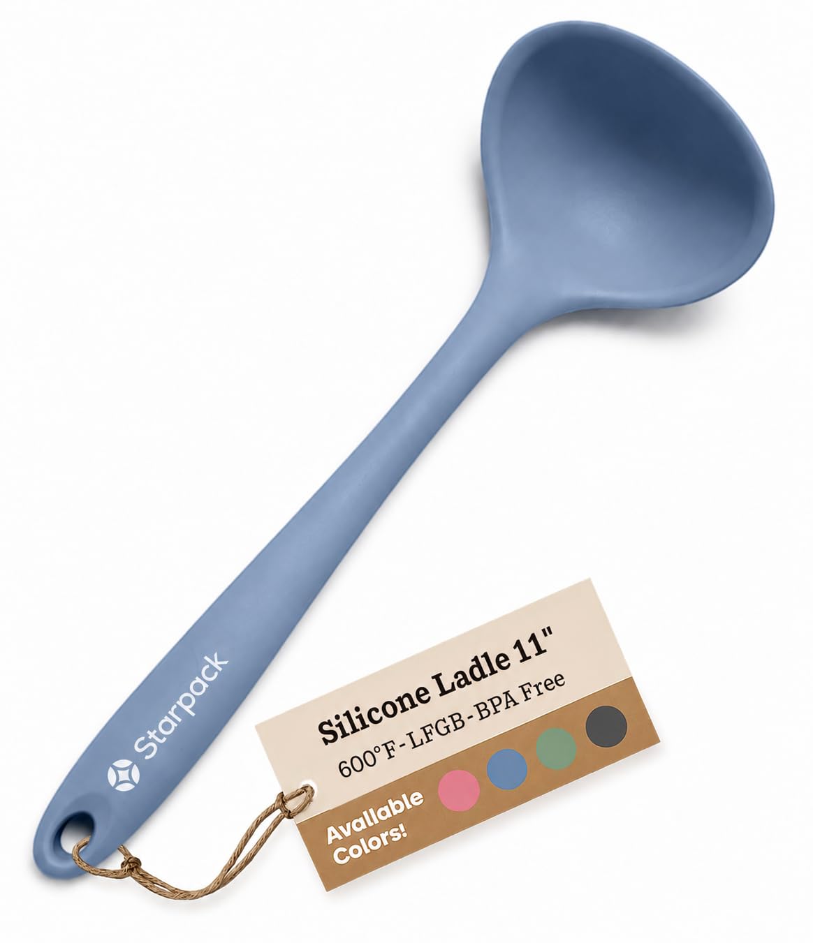 Starpack 'Ladle of Love' XL Premium Silicone Ladle Spoon - Up-to 600°F High Heat Resistant Soup Ladles - Kitchen Ladles for Serving, Non Stick Silicone Spoons, LFGB Grade Cooking Spoon - Gray Black