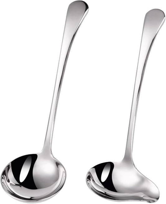 1-Piece Sauce Ladle and 1-Piece Gravy Ladle, 18/10 Stainless Steel, Dishwasher Safe(Silver)