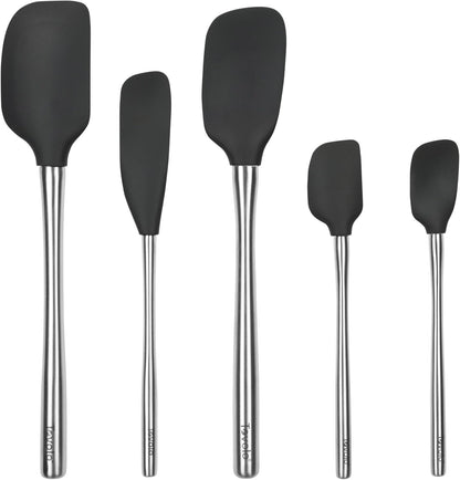 Tovolo Flex Core 5 Piece Silicone Spatula Set Heat Resistant All Silicone Utensils Include Non Stick Spatula Spoonula Jar Scraper, Dishwasher Safe BPA Free Spatulas for Baking Mixing, Cayenne Red