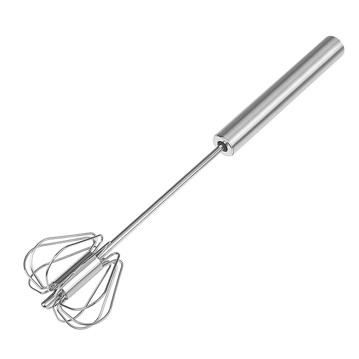 2 PCS Stainless Steel Semi-Automatic Whisk, Hand Push Rotary Whisk Blender, Versatile Milk Frother for Blending, Whisking, Stirring (12 Inch)