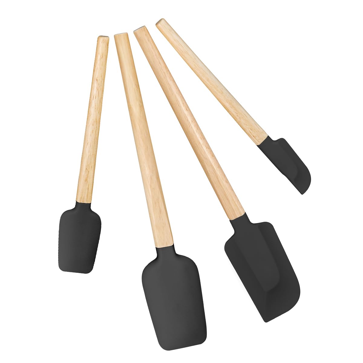 Silicone Spatula Set, Food Grade Rubber Spatula-4 Piece Nonstick Rubber Spatulas, Spoonula, Jar Scraper for Cooking, Baking, Mixing, Frosting - Heat Resistant Up to 600°F (4 Pcs Spatula Off-White)