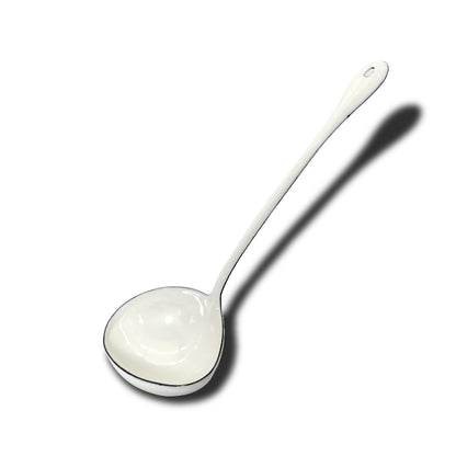 White Soup Ladle Spoons 12.2 Inch Big Serving Cooking Spoons Enamel Steel Stew Gravy Ladles for Serving