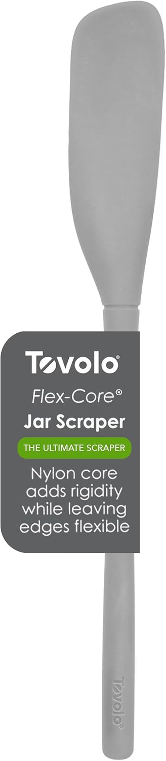 Tovolo Flex-Core Silicone Jar Scraper 11 Inch Spatula, Oyster Gray