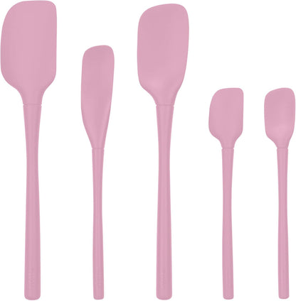 Tovolo Flex Core 5 Piece Silicone Spatula Set Heat Resistant All Silicone Utensils Include Non Stick Spatula Spoonula Jar Scraper, Dishwasher Safe BPA Free Spatulas for Baking Mixing, Cayenne Red