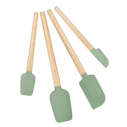 Silicone Spatula Set, Food Grade Rubber Spatula-4 Piece Nonstick Rubber Spatulas, Spoonula, Jar Scraper for Cooking, Baking, Mixing, Frosting - Heat Resistant Up to 600°F (4 Pcs Spatula Off-White)