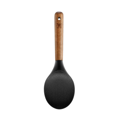 Cooking Ladle: Silicone Kitchen Utensil with Long Wooden Handles, Heat Resistant Cookware, Protects Surfaces with Gentle Head Design, Portion Batter, Professional Chef Wok Soup Ladle