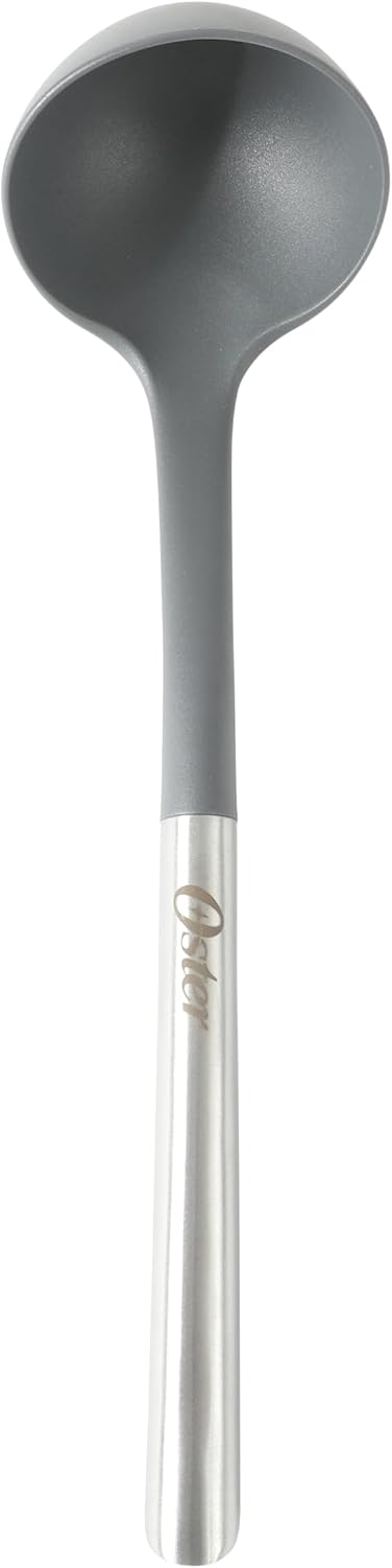 Oster Chadswyck 13” Cooking Ladle, Heat Resistant Silicone Head, Stainless Steel Handle, Safe for Nonstick Cookware, Dishwasher Safe