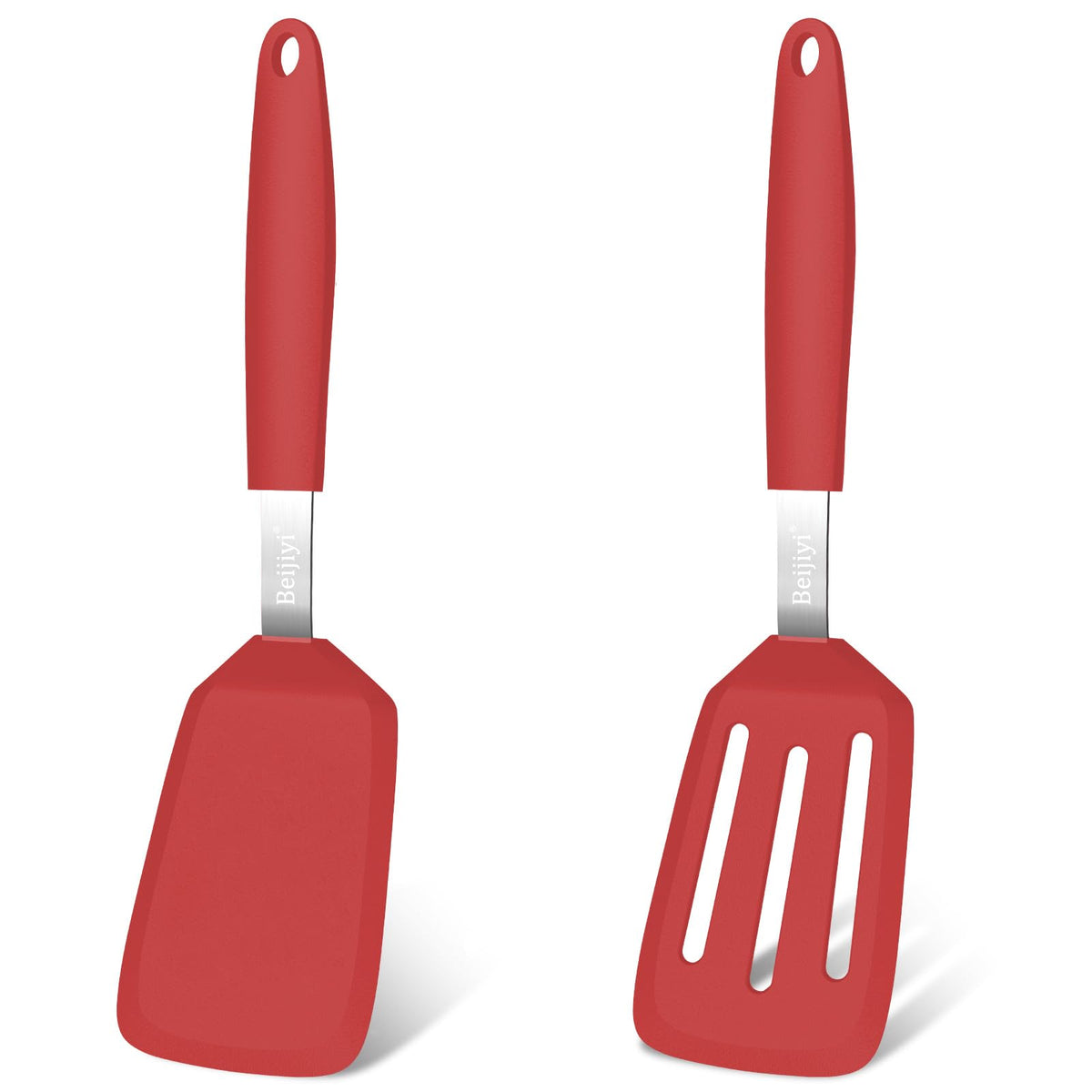 Beijiyi 2 Pack Silicone Spatula Set, Heat Resistant, for Nonstick Cookware