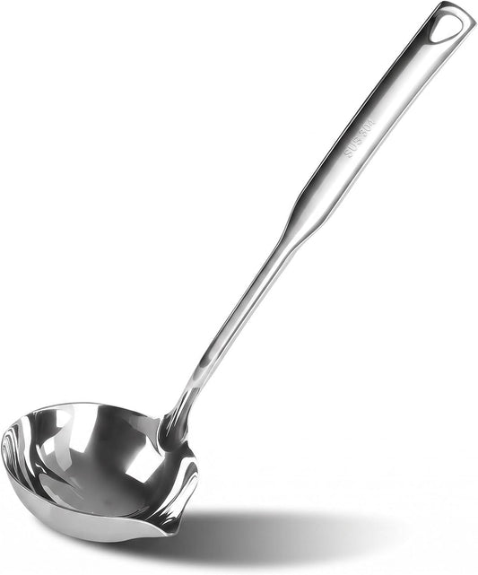 Stainless Steel Soup Ladle with Pour Spout, Kitchen Serving Spoon