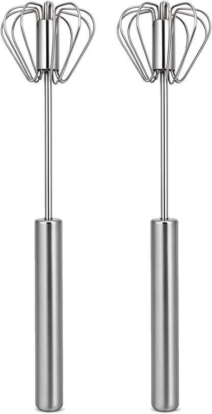 Sakerplus Stainless Steel Push Action Rotary Whisk Manual Egg Beater(10")