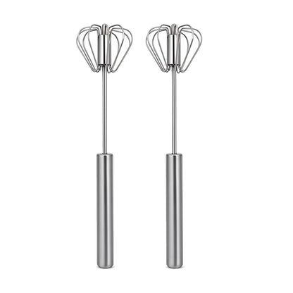 Sakerplus Stainless Steel Push Action Rotary Whisk Manual Egg Beater(10")
