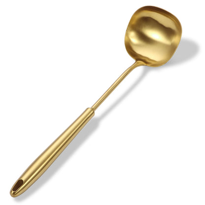 15.4" Large Soup Ladle,316 Stainless Steel Kitchen Ladle with Unique Square Head,Premium Matte Finish Gravy Ladle for Serving Stews,Soups&Sauces,Ergonomic Heat-Resistant Handle Soup Spoon