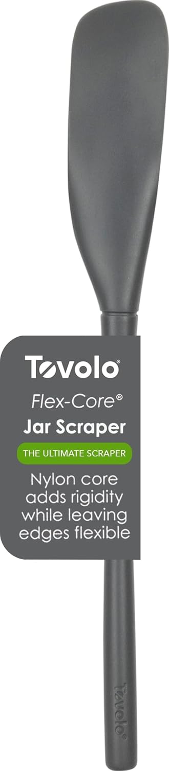 Tovolo Flex-Core Silicone Jar Scraper 11 Inch Spatula, Charcoal