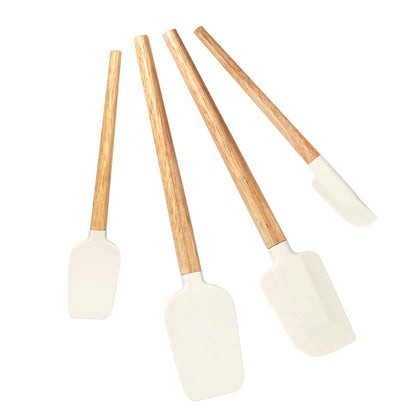 Silicone Spatula Set, Food Grade Rubber Spatula-4 Piece Nonstick Rubber Spatulas, Spoonula, Jar Scraper for Cooking, Baking, Mixing, Frosting - Heat Resistant Up to 600°F (4 Pcs Spatula Off-White)