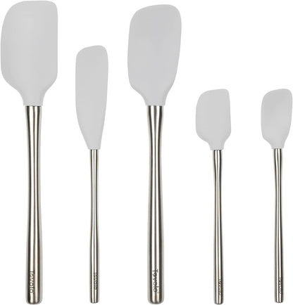 Tovolo Flex Core 5 Piece Silicone Spatula Set Heat Resistant All Silicone Utensils Include Non Stick Spatula Spoonula Jar Scraper, Dishwasher Safe BPA Free Spatulas for Baking Mixing, Cayenne Red
