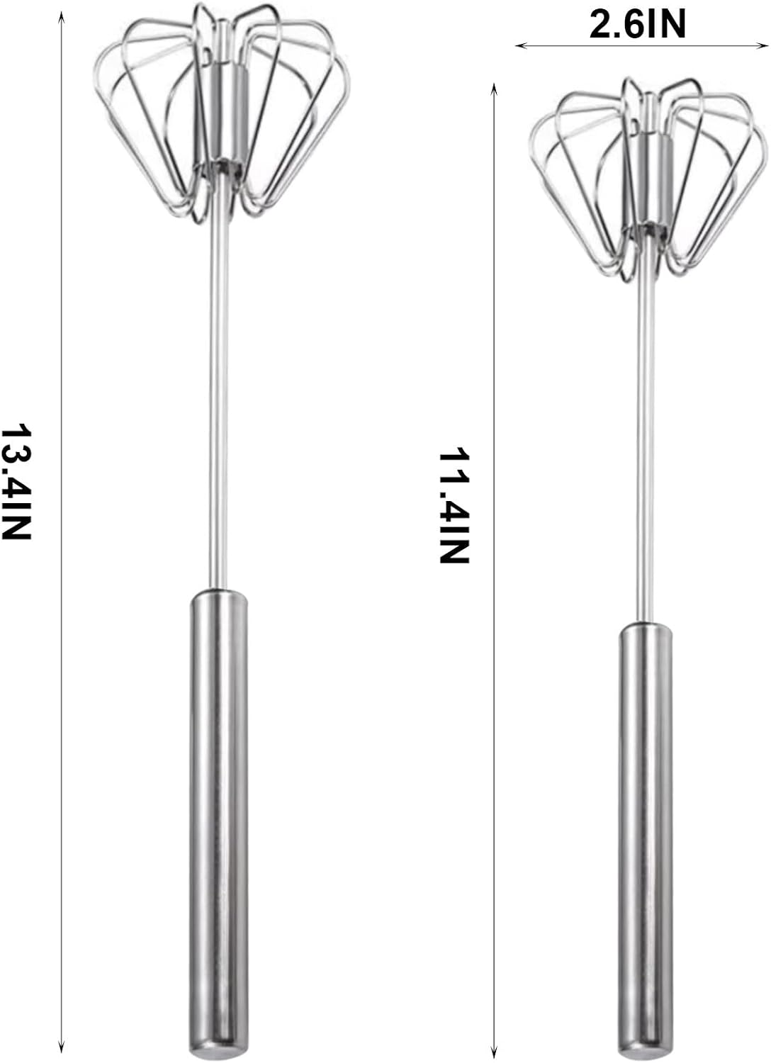 2PCS Semi Automatic Whisk Stainless Steel Semi-Automatic Egg Whisk for Home