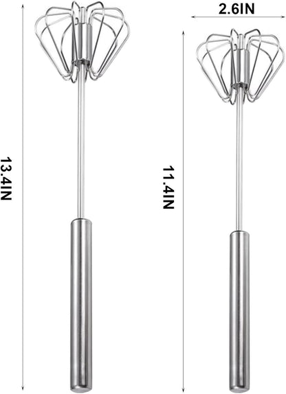 2PCS Semi Automatic Whisk Stainless Steel Semi-Automatic Egg Whisk for Home