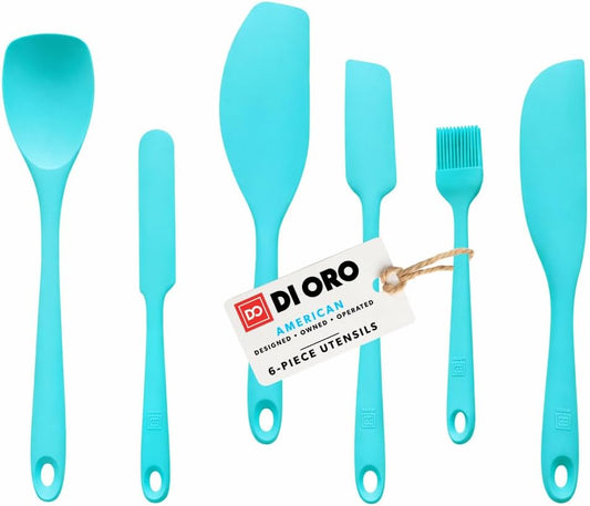DI ORO Silicone Spatula Set - 600F Heat Resistant, 6-Pc Teal