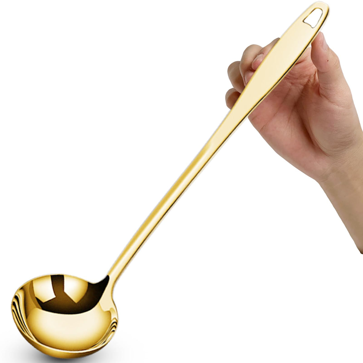 Soup Ladle, Gold Ladles for Serving, 304 Stainless Steel,12.2Inch