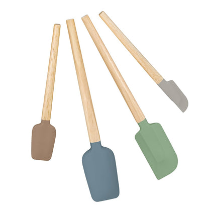 Silicone Spatula Set, Food Grade Rubber Spatula-4 Piece Nonstick Rubber Spatulas, Spoonula, Jar Scraper for Cooking, Baking, Mixing, Frosting - Heat Resistant Up to 600°F (4 Pcs Spatula Off-White)