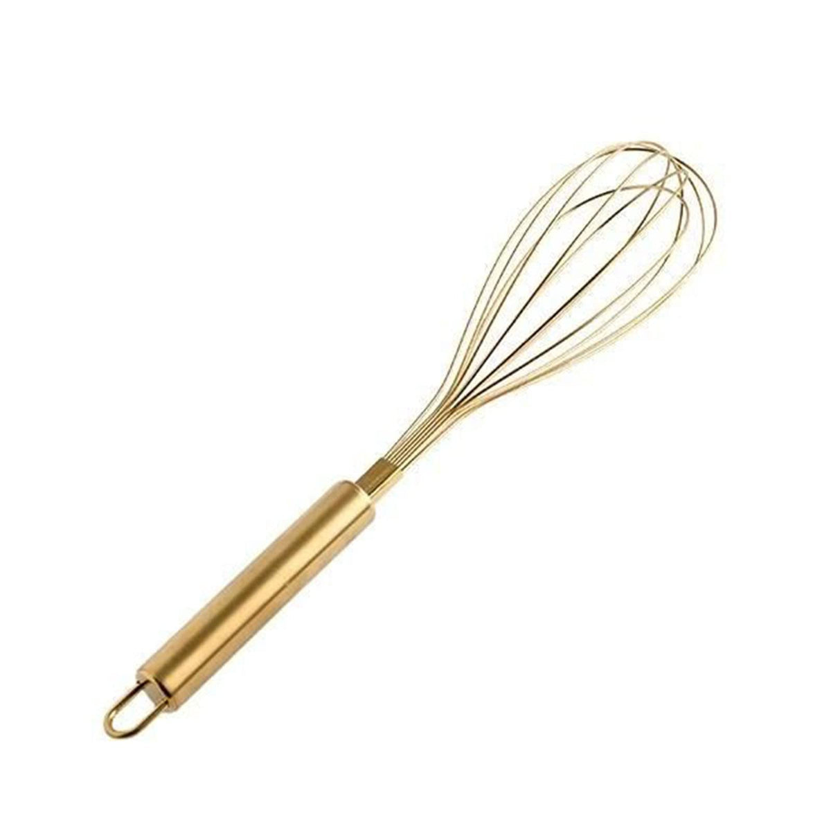 Angel's Peel Lounge Stainless Steel Egg Whisk with Titanium Gold Plating - Ecofriendly Manual Egg Beater, Milk Frother, wire whisk, Hand Blender, Cake Tool and kitchen Gadget – Gold
