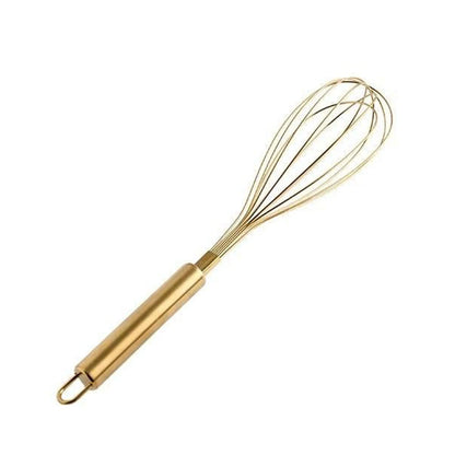 Angel's Peel Lounge Stainless Steel Egg Whisk with Titanium Gold Plating - Ecofriendly Manual Egg Beater, Milk Frother, wire whisk, Hand Blender, Cake Tool and kitchen Gadget – Gold