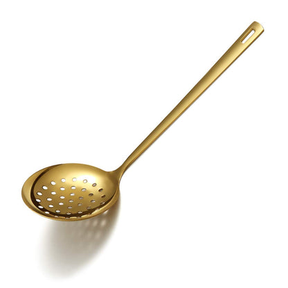 Gold Ladle, Berglander Stainless Steel Kitchen Ladle With Titainium Gold Plating, Soup Ladle, Cooking Ladle, Metal Soup Spoon For Cooking, Dishwasher Safe, Easy to Clean