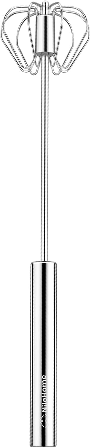 NileHome Stainless Steel Whisk 10" Semi-Automatic Rotary