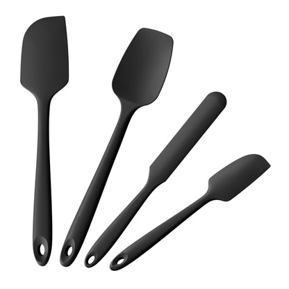 Doosu 600°F Heat Resistant Silicone Spatula Scrapers (Set of 3, Black)