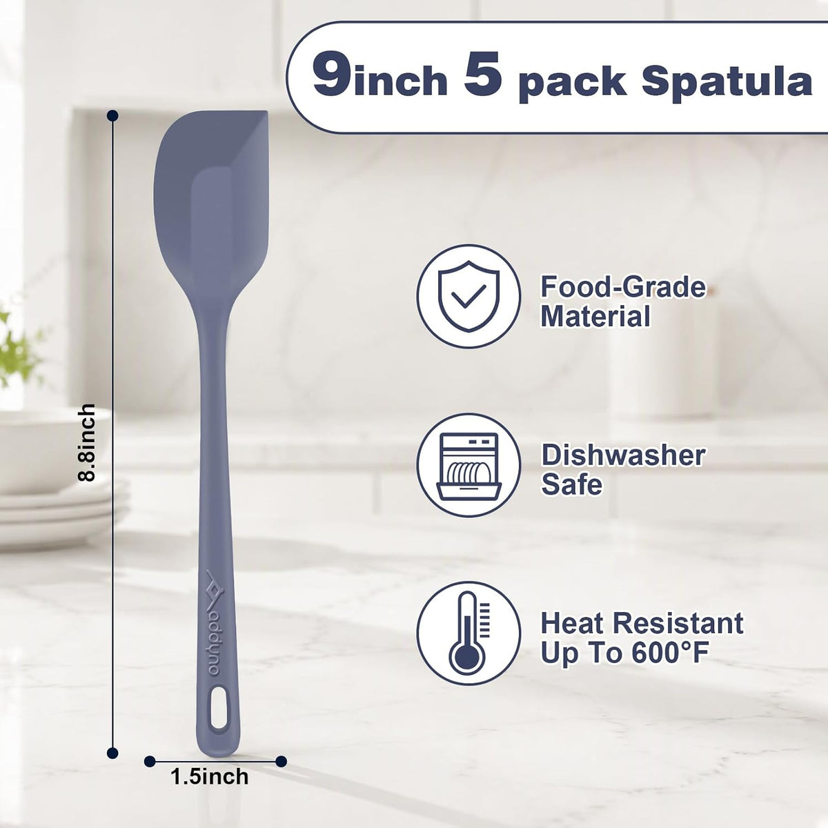 5-Piece Silicone Spatula Set, 8.8-Inch Compact Silicone Spatulas