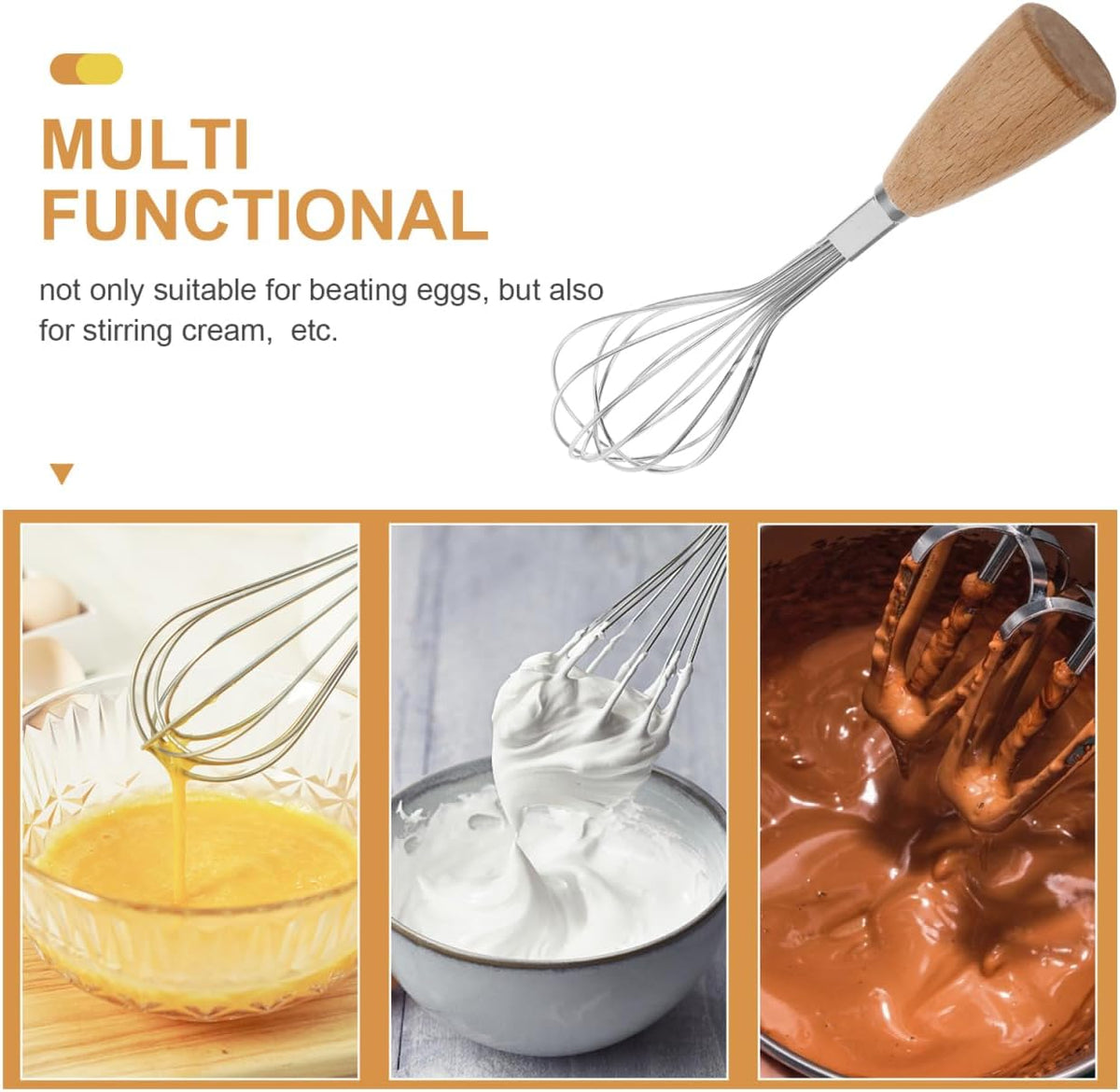 DECHOUS Small Wire Whisk for Cooking Manual Egg Beater Mixer Stainless Steel Whisking Tool for Beating Eggs Mixing Batter Stirring Sauces Kitchen Gadget 7.08 in