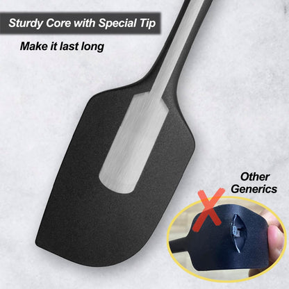 Silicone Spatula for Kitchen, 600°F Heat resistant Spatulas for Baking, Cooking, Scraping,and Mixing, Non Stick Kitchen Utensils, BPA Free, 11.2 IN, 3 Pack, Black