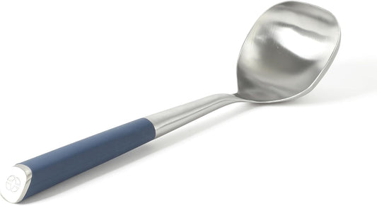 Calphalon Edge Soup Ladle, Stainless Steel Soup Ladle, Serving Ladle with Silicone Handle, Heat-Resistant Nonstick-Safe Kitchen Ladle for Soups, Sauces & Stews, Navy