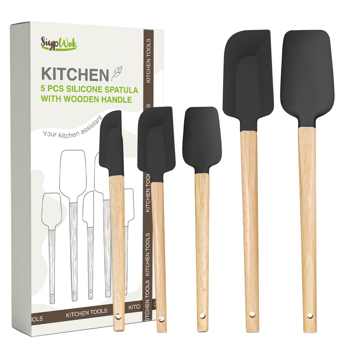 Silicone Spatula Set, Food Grade Rubber Spatula-4 Piece Nonstick Rubber Spatulas, Spoonula, Jar Scraper for Cooking, Baking, Mixing, Frosting - Heat Resistant Up to 600°F (4 Pcs Spatula Off-White)
