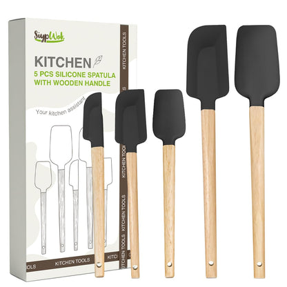 Silicone Spatula Set, Food Grade Rubber Spatula-4 Piece Nonstick Rubber Spatulas, Spoonula, Jar Scraper for Cooking, Baking, Mixing, Frosting - Heat Resistant Up to 600°F (4 Pcs Spatula Off-White)
