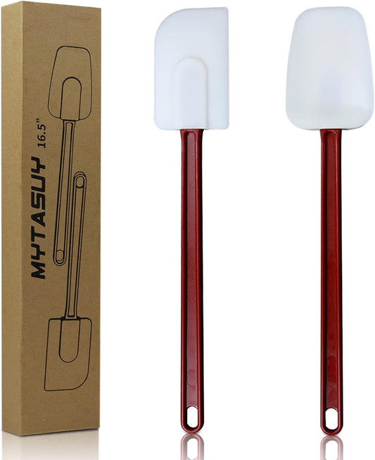 16.5 INCH Silicone Spatulas Heat Resistant Heavy Duty Rubber Spatulas Commercial Spatulas Set for Kitchen Use Silicone Cooking Utensils Sets of 2