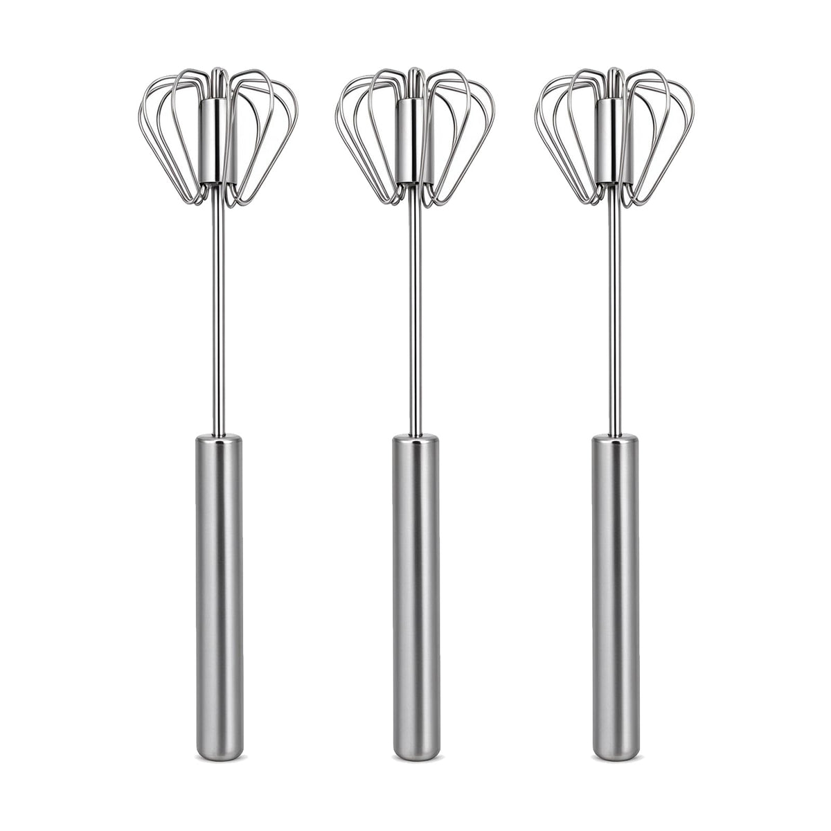 Sakerplus Stainless Steel Push Action Rotary Whisk Manual Egg Beater(10")