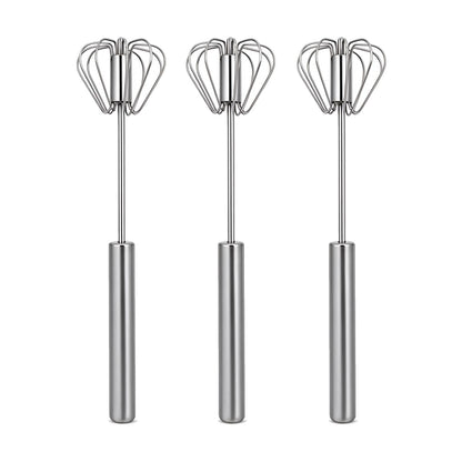 Sakerplus Stainless Steel Push Action Rotary Whisk Manual Egg Beater(10")