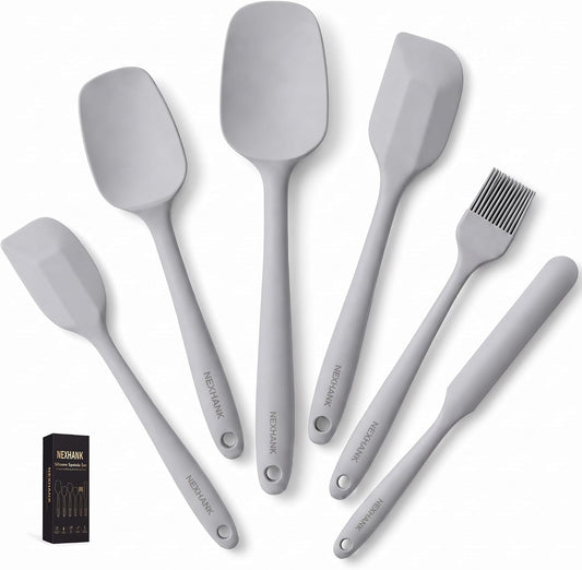 Silicone Spatula Set, 6-Piece, Balanced-Core, Firm Yet Flexible, 500°F Gray