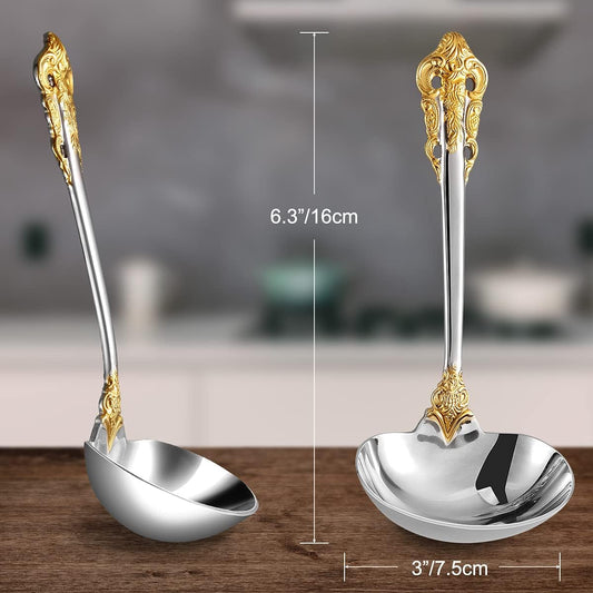 KEAWELL Luxury 2-Piece Gold Accent Gravy Ladle Set (2)