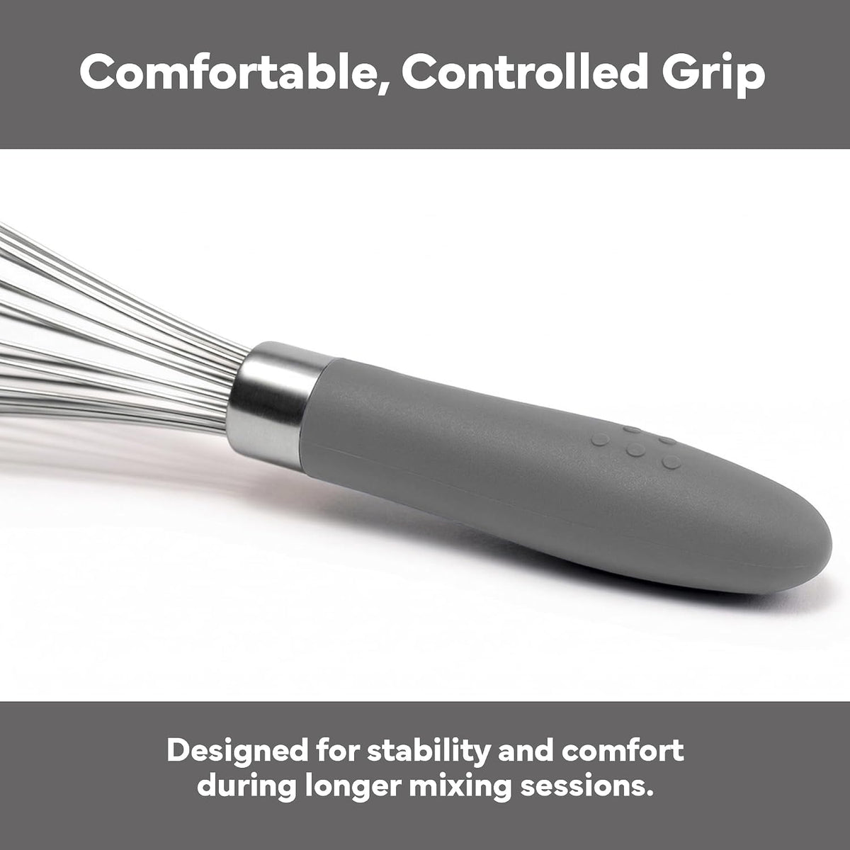 Misen Stainless Steel Balloon Whisk - Dishwasher Safe - Ergonomic Silicone Grip, Versatile Cooking Whisk for Eggs, Durable Construction - Professional-Grade Kitchen Tool - Gray